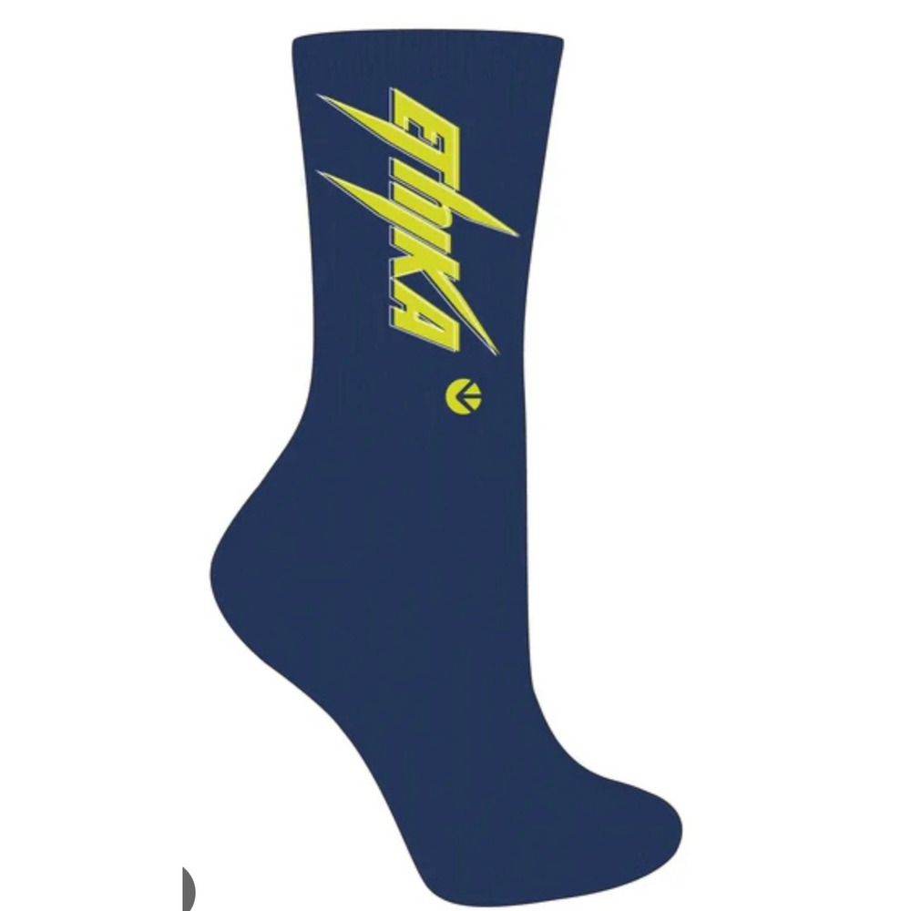 Ethika Mens Crew Socks Blue Neon Yellow Logo‎ Size L 9-12 MBCAHG2501-BLU-L